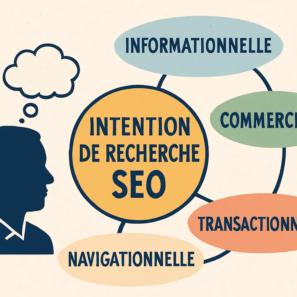 Illustration conceptuelle des types d’intention de recherche SEO associés à l’utilisateur