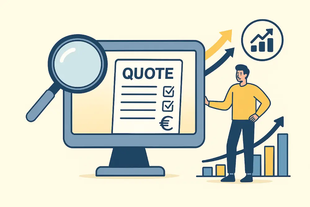 Illustration d’un devis site internet avec calcul des coûts et optimisation SEO