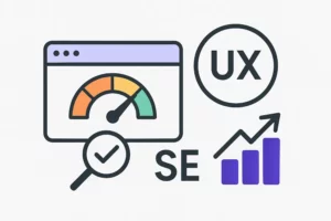 Illustration Core Web Vitals et UX pour le SEO"