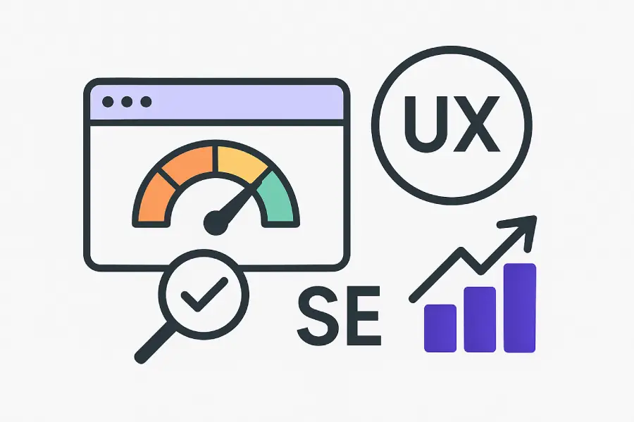 Illustration Core Web Vitals et UX pour le SEO"
